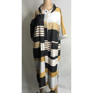 Libertine Libertine Oversized Sheath Dress Size M Medium Striped Black & Gold